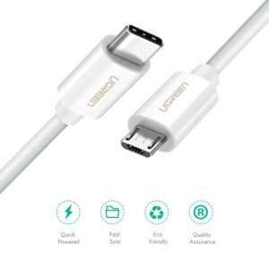 Ugreen Cable Type-c To Micro USB Fast Charging & Data Cable White 40419 Us142