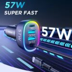 Joyroom Car Charger JR-CL20 57W 4in1 Car Charger With 1.6 Coiled Lightning Cable