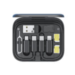 ROCK Multifunctional 60W Charging Cable Set Storage Box Leather Version -Black