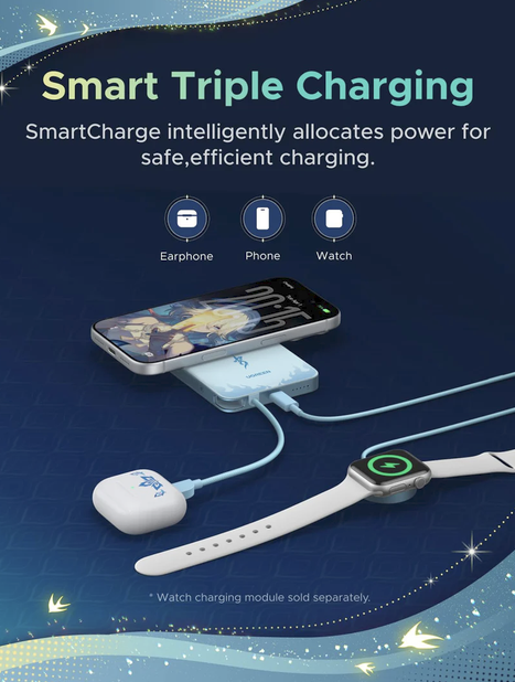 UGREEN x Honkai Star Rail MagFlow Air Qi2 15W MagSafe Power Bank 10000mAh 30W iPhone 18 Pro (Limited Edition) Cyan - 75982SR - Image 6